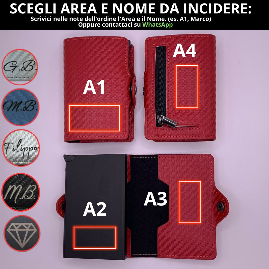 Portafoglio RFID Decozy™ Rosso Carbon - Protezione e Stile